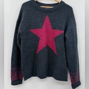 Y2K Sundance Women's Blue Speckled Star Pullover Sweater Size Medium